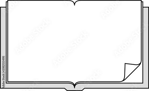 Minimalist Open Book Border Vector Icon Set, Simple Line Art Frames for Education Design