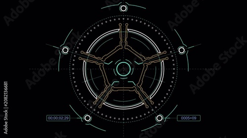 Futuristic Digital HUD Interface Circular Scan Element.