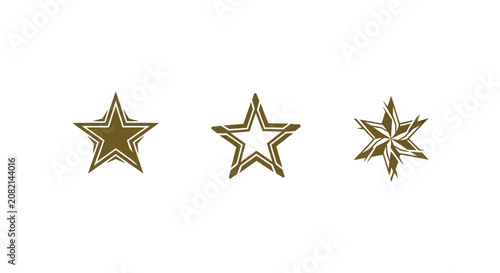 Three Golden Stars with Intricate Design Patterns.
