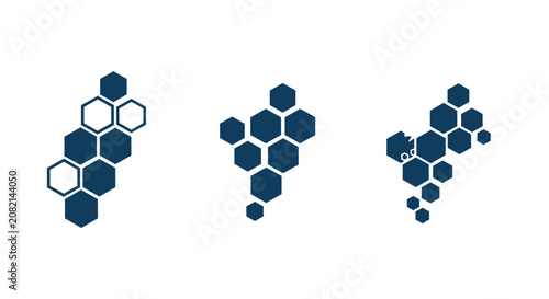 Abstract hexagonal cluster patterns in dark blue tones.