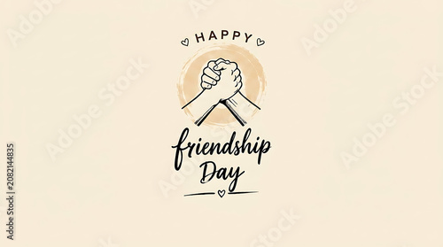 Happy friendship day handshake icon vector illustration on light background
