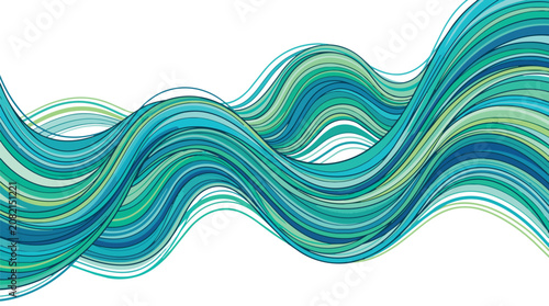 Dynamic Blue and Lime Green Curvy Striped Wave Design Elements with Organic Flowing Motion for Background Use