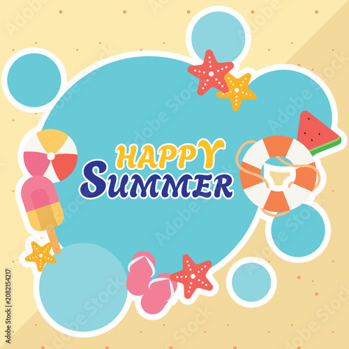summer element cute flat cartoon colorful