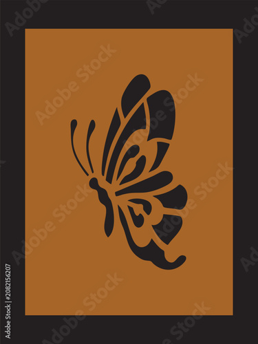 Butterfly silhouette wall paint art illustration.