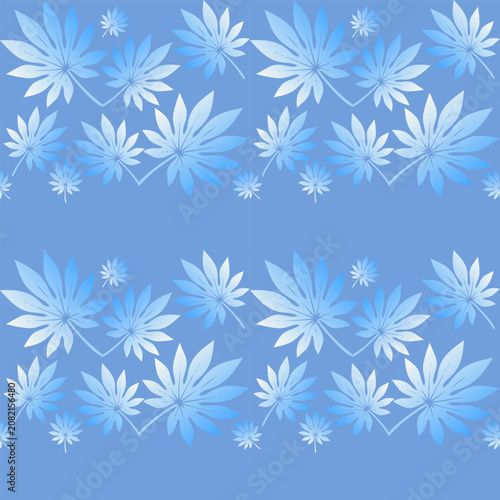 Minimal Botanical Flower Pattern in Soft Blue