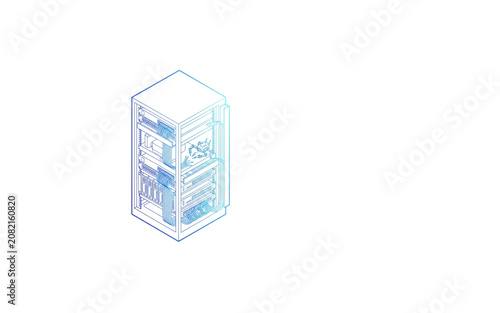 Server Icon Outline with Network Racks Design, Copy Space Concept for Technology, Data Center, and Cloud Computing Ui
