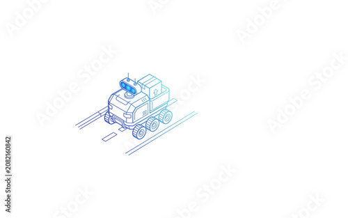 Truck Icon Blueprint Style with Copy Space for Logistics, Transportation Planning, Delivery Concepts and Industrial Design Mockup