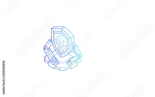 Shield with Circuit Board Design Representing Cybersecurity and Digital Protection Featuring Security, Technology, Internet