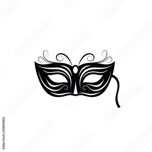 Quadro em tela Elegant Black Masquerade Mask with Swirls.