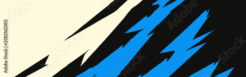 Abstract black and blue jagged brushstroke pattern on cream background for car wrap design or sports jersey merchandise design