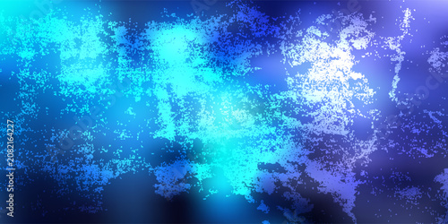 Abstract neon blue and purple grunge background with distressed texture and bright mesh gradient effect.