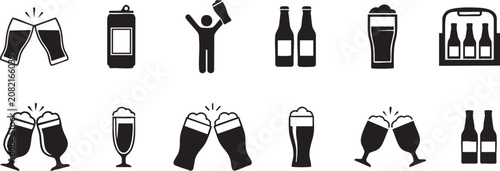 Tableau sur toile Beer icon set