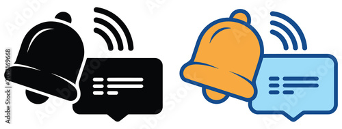 фотографія Notify Style Icon Collection Featuring Notification Alert Reminder Message and B