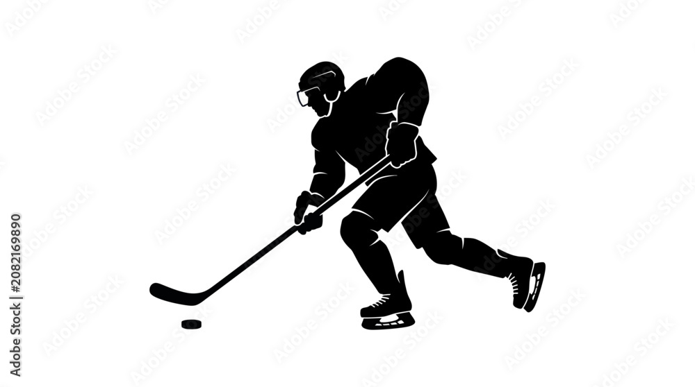 Obraz premium Ice Hockey Player Silhouette Vector Illustration