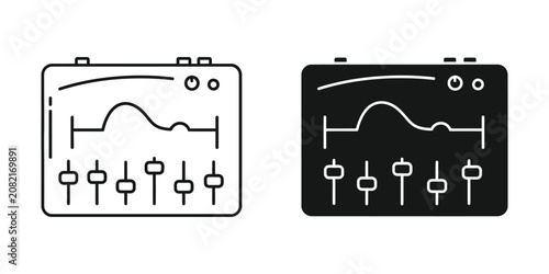 Φωτογραφία Audio equalizer interface set featuring sound wave graph and fader controls in o