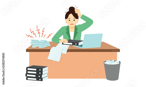 Fényképezés Overwhelmed office worker battling immense workload and tight deadlines, struggl