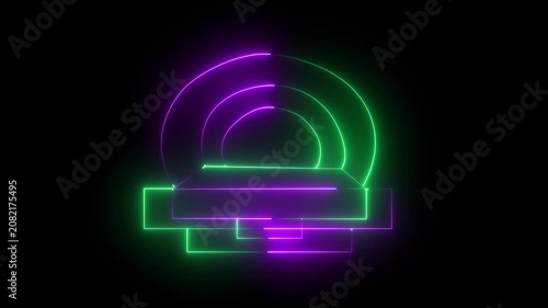 Neon glowing radiology diagnostic equipment motion graphic animation loop 4k