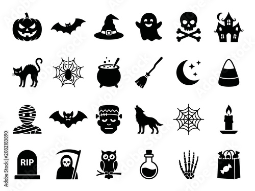 Large collection of black Halloween graphics
