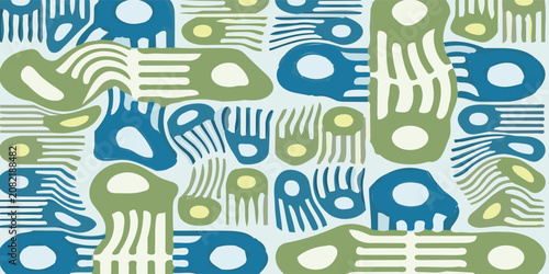 Canvas Print Abstract organic pattern with wavy shapes and retro colors.
