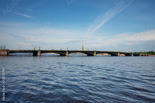 View on Trinity Bridge - bascule bridge across the Neva in Saint Petersburg, Russia