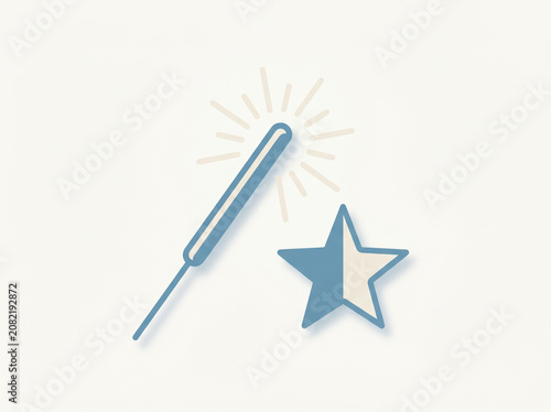 Simple holiday sparkler stick next to a single star graphic