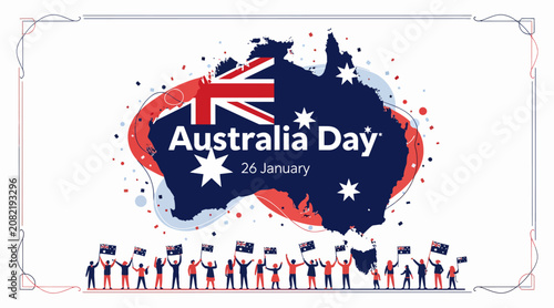Australia Day People Celebrate Holidays with Flags