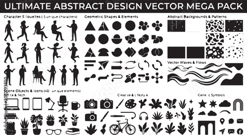 Ultimate Abstract Design Vector Mega Pack with Silhouettes, Shapes, and Elements