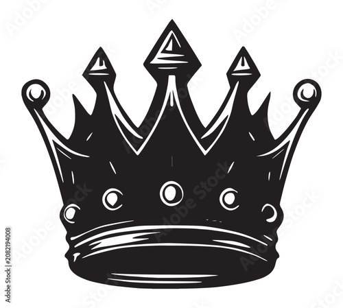 Tablou pe pânză Crown Black and White Vector illustration Arts