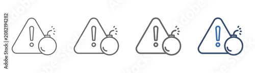 Εκτύπωση καμβά Outline icon set representing threats, featuring hazard and bomb designs