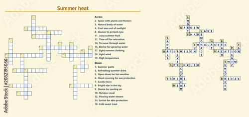 Fotografía Summer heat crossword puzzle with clues and answers grid
