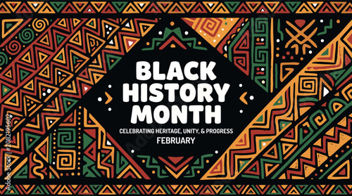 Fotografie Black History Month decorative ethnic pattern background design celebrating cult