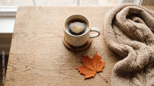 Warm coffee mood, autumn still life