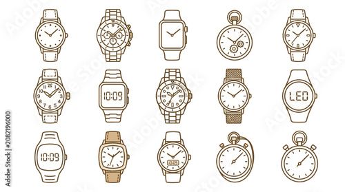 Konstfotografi Various wristwatches on display with different designs and features