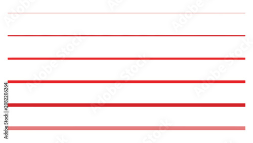 Billede på lærred Set of horizontal red lines with different thickness