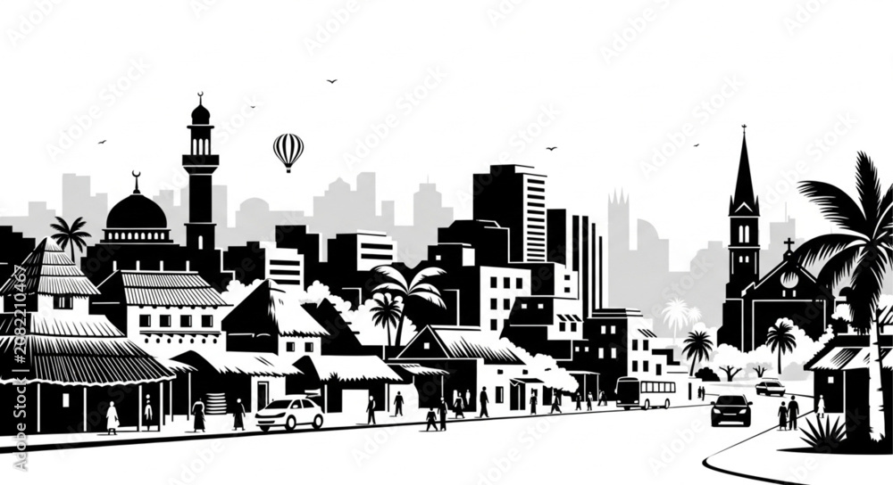 Obraz premium vector illustration of a city