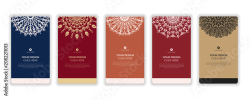 Fotografía Premium royal invitation card template set decorated with beautiful lace mandala
