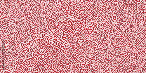 Abstract seamless pattern with red organic turing shapes on a white background