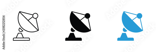 Photos Satellite dish icon, antenna symbols for communication, broadcasting, signal tra