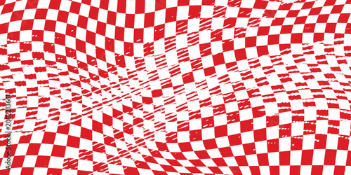 Grunge race flag, isolated vector monochrome banner for motocross sports tournament or car rally competition. Black and white checkered sport racing flag with checkerboard grungy texture
