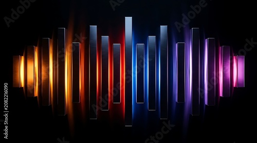 Abstract neon vertical bars forming a sound wave equalizer with equalizer abstract technology frequency gradient colorful