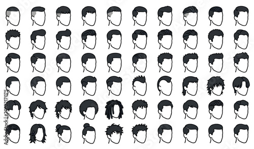 Male Haircuts Hairstyles Vector Set with Modern Hipster Barber Hair Collection PNG