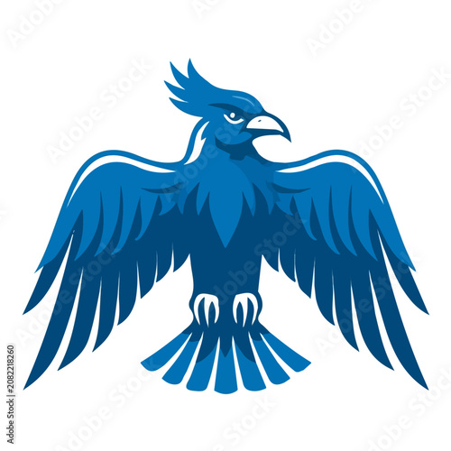 Flat 2D illustration of Thunderbird, clean vector illustration style, isolated on a white background.