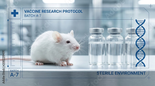 Vaccine research protocol genetics mouse sterile laboratory vial experiment science