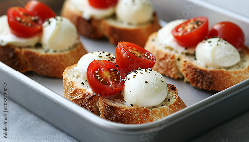 Mozzarella Tomato Toasted Bread Snack.