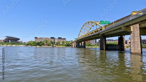 footage along the Allegheny River in Pittsburgh Pennsylvania USA