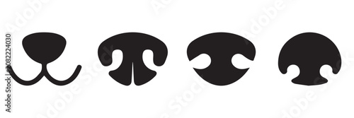 Tableau sur toile Dog Nose Icon Set Vector Pet Muzzle and Snout Silhouette Symbols for Veterinary