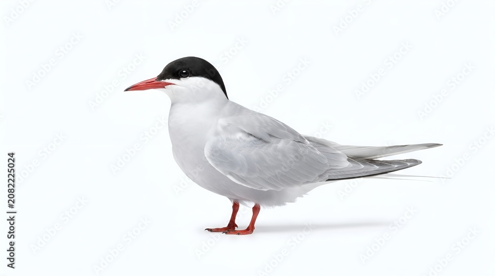 Obraz premium Arctic Tern bird standing on a white background.