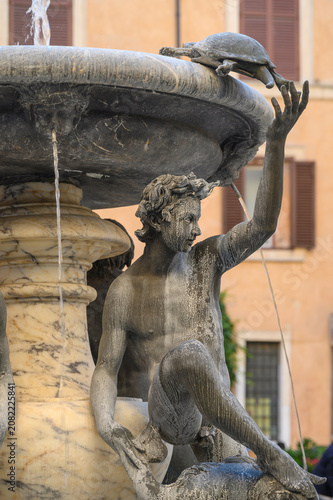 Turtle Fountain or Fontana delle Tartarughe in Piazza Mattei, featuring bronze youths and turtles, designed by Giacomo della Porta, Rome, Italy