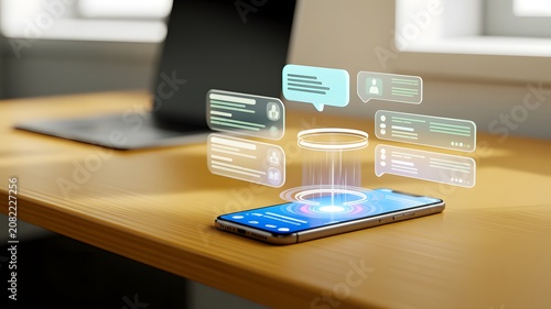 AI Chatbot Interface on Smartphone with Virtual Messaging and Digital Communication