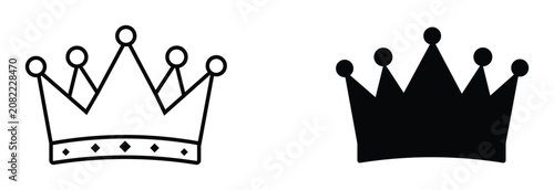 Royal crown icon set. Crown icon in outline and solid style. Crown symbol collection. Vector illustration